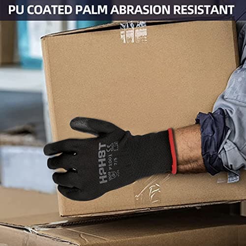 PU Coated Safety Work Gloves, 12 Pairs for Mechanics