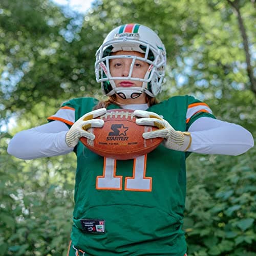 Youth Football Gloves for Kids & Adults in White/Gold