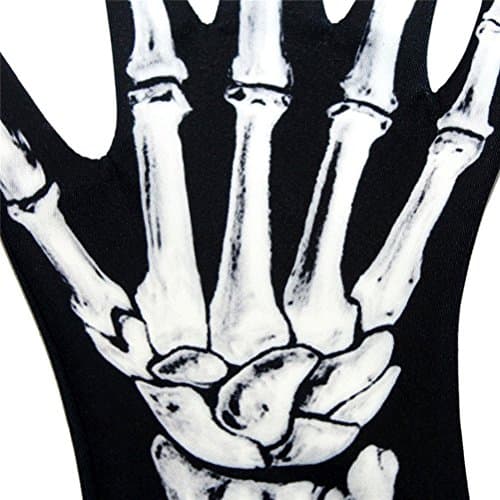 Amosfun Full Finger Halloween Skeleton Gloves Unisex Cosplay Costumes