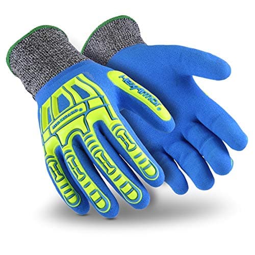 HexArmor Rig Lizard Safety Work Gloves | Impact Protection — 7102 | Full Dipped Sandy Nitrile Grip W/ Impact