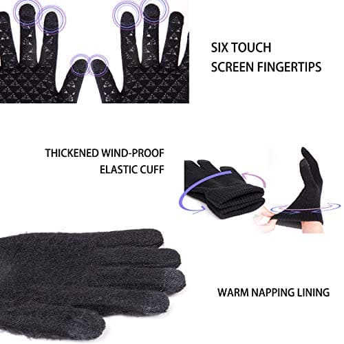 TRENDOUX Winter Gloves for Men & Women - Touch Screen Warm Knit Gloves for Cold Weather