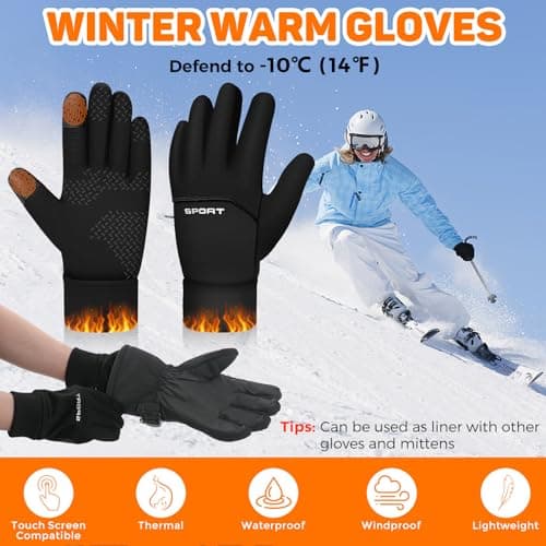 AURUZA Winter Windproof Cycling Gloves for Men with Touch Screen Fingers