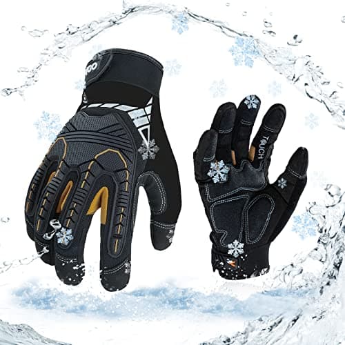 Vgo 3-Pairs Heavy Duty Synthetic Leather Mechanic Gloves, Size L, Black — Black&gold-winter