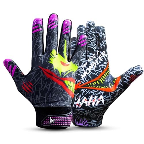 Youth & Adult Football Gloves — BLACK