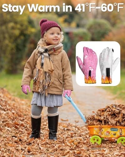 RIGWARL Kids Winter Touchscreen Gloves, Water-Resistant for Ages 3-15 Cold Weather Sports