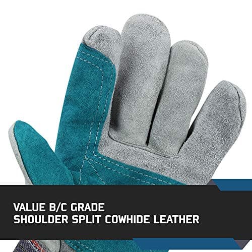 Cowhide Split Leather Safety Gloves with Rubberized Cuff