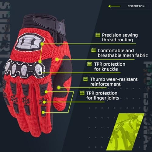 Seibertron Full Finger Motocross Racing Gloves Touch Recognition
