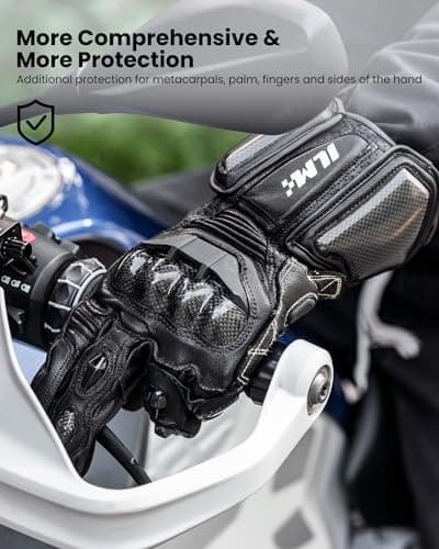 ILM Air Flow Leather Motorcycle Gloves (L, Black)