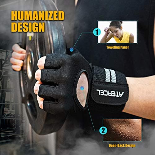 ATERCEL Breathable Weight Lifting Gloves with Wrist Support for Gym Exercise