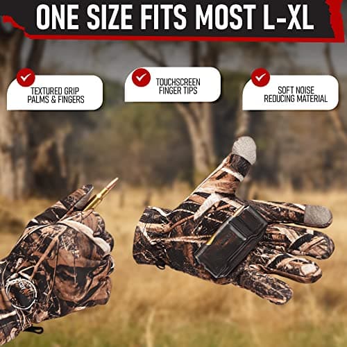 DecoyPro Men's Camo Touchscreen Hunting Gloves - Lightweight, High-Performance L/XL