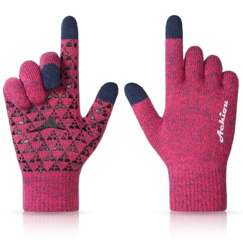 Achiou Winter Gloves for Men & Women - Touch Screen Compatible Warm Running Gloves — Blueberryred