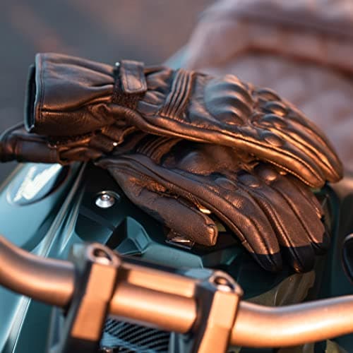 Harssidanzar Men's Winter Motorcycle Gloves, Genuine Leather Touchscreen Thinsulate Lined Black Size L