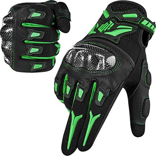 ILM Motorcycle Motocross Gloves for Men & Women (Black, L) — Green