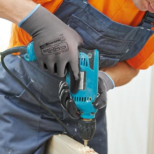 COOLJOB Heavy-Duty Nitrile Gloves with Grip, Oil Resistant, Large, Gray Blue for Men