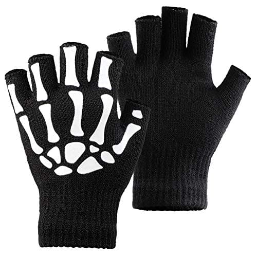 Cooraby Glow in the Dark Halloween Skeleton Knitted Gloves