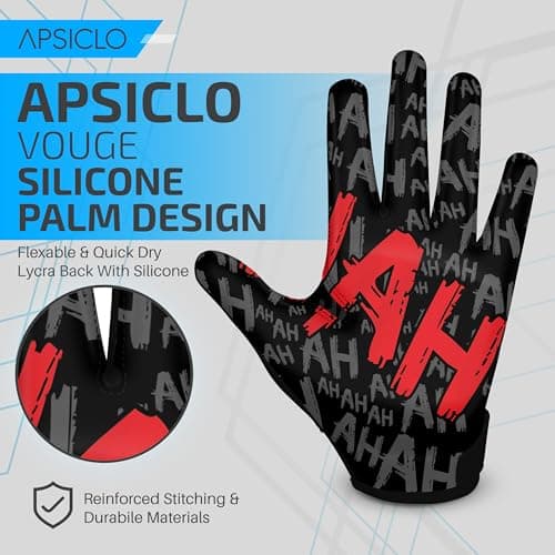 Sticky Silicone Grip Football Receiver Gloves - Youth & Adult