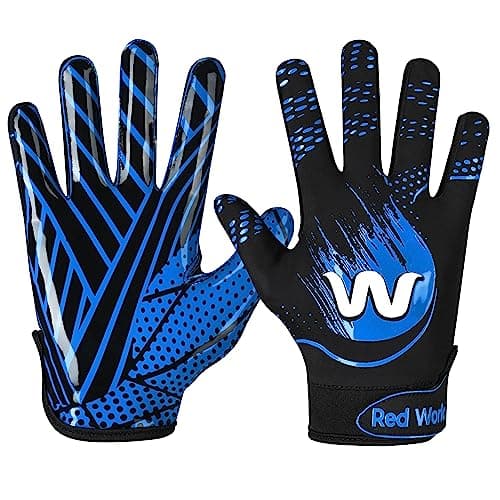 RED WORLD Sticky Football Gloves for Youth and Adults — Blue