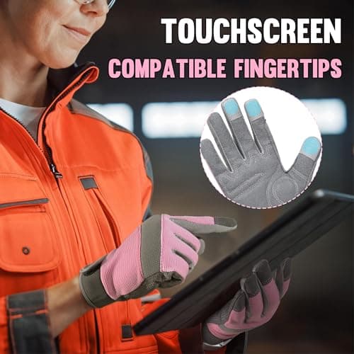 HANDLANDY Women's Touch Screen Safety Work Gloves for Yardwork Gardening