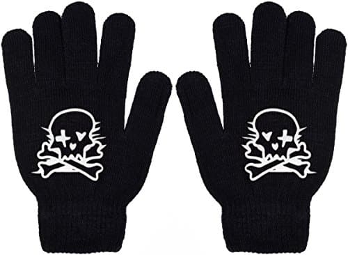 Polar Wear Skeleton Monster Knit Gloves for Boys & Girls Winter — B2264 Skull/Crossbones White