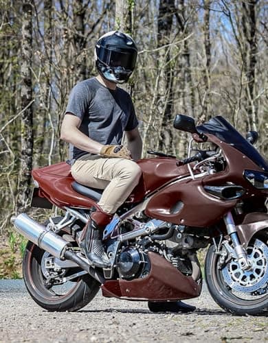KEMIMOTO Men's Touchscreen Motorcycle Gloves with Hard Shell & Palm Padding