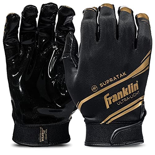 Franklin Sports Supratak White/Chrome Football Receiver Gloves X-Large — Black/Gold