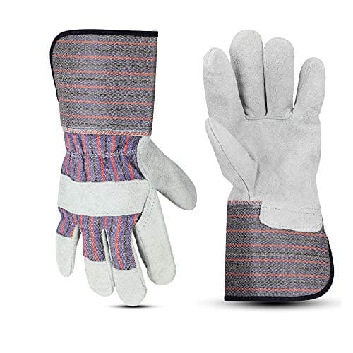 Cowhide Split Leather Safety Gloves with Rubberized Cuff — Long Cuff