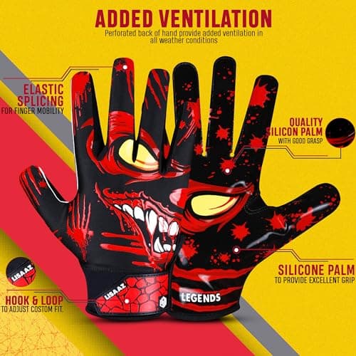 Crimson Pro Ball Feel Football Gloves for Youth & Men | Top Notch Receiver Gloves