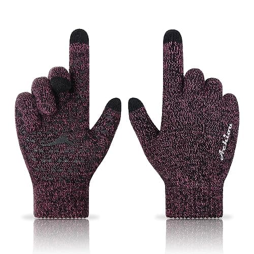 Achiou Winter Gloves for Men & Women - Touch Screen Compatible Warm Running Gloves — Rose Red