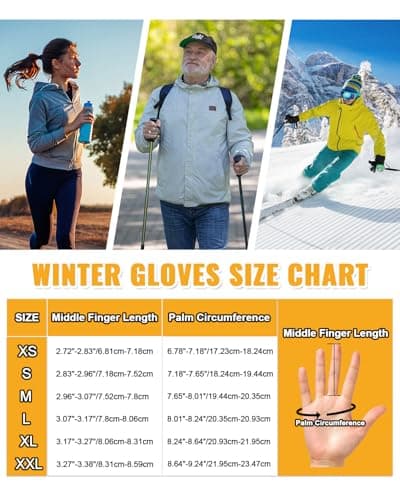 Lightweight Touch Screen Gloves for Winter Skiing, Hiking, Cycling - Anti-Slip, Warm Liners