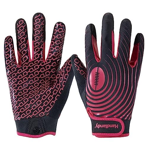 Youth Football Gloves for Kids & Adults in White/Gold — Hot pink