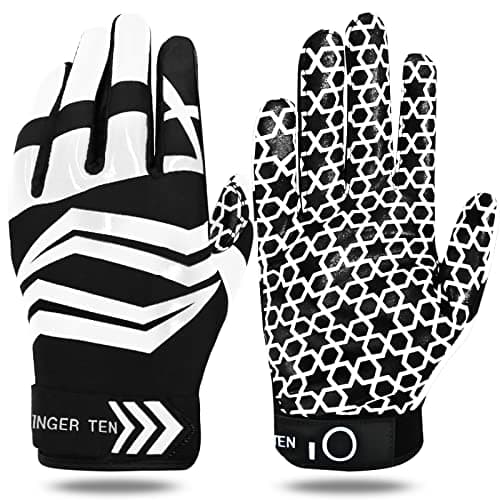 Non-Slip Silicone Football Gloves for Adults & Youth Lightweight Flexible Receiver Gloves — White