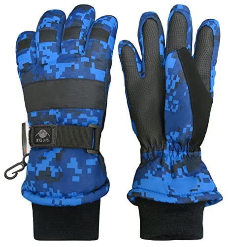 N'Ice Caps Kids' Waterproof Winter Warm Thinsulate Gloves — Blue Digital Camo
