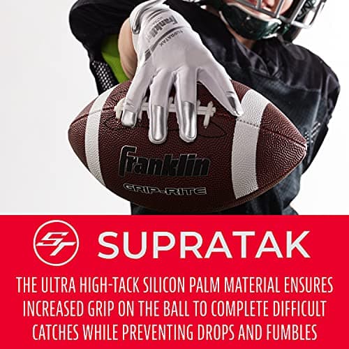 Franklin Sports Supratak White/Chrome Football Receiver Gloves X-Large