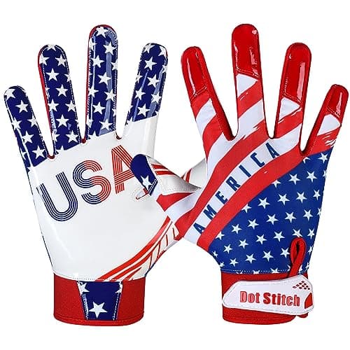 American Flag Football Receiver Gloves for Men, Adults, and Youth