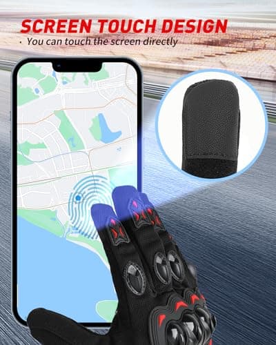 Touchscreen Motorcycle Gloves - Anti-Slip Hard Knuckle Riding Gloves
