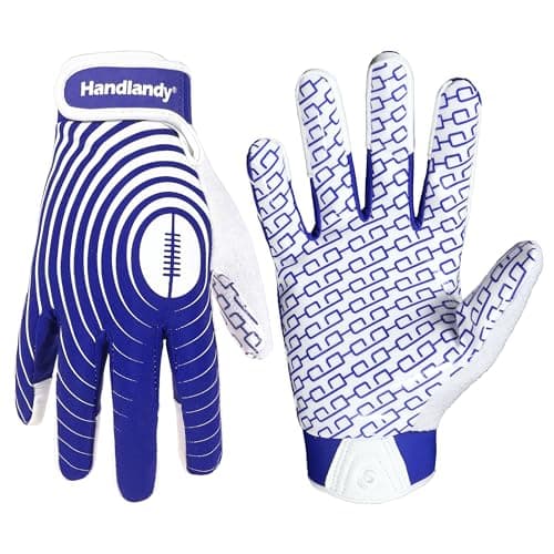 Youth Football Gloves for Kids & Adults in White/Gold — White and Blue
