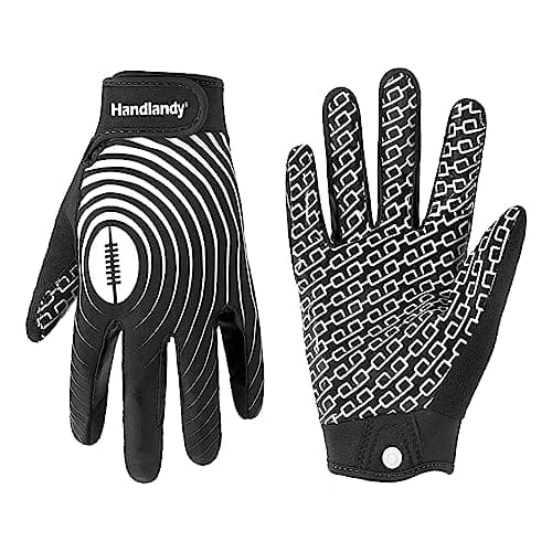 Youth Football Gloves for Kids & Adults in White/Gold — Black and White