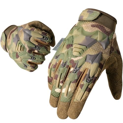 TACTICAL RUBBER GUARDS FOR MEN, BREATHABLE & TOUCHSCREEN CAPABLE Outdoor Gloves