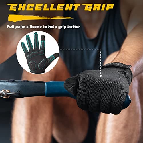 FREETOO Lightweight Full-Finger Workout Gloves for Men - Padded Weightlifting and Gym Training with Excellent Grip and Palm Protection