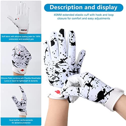 Youth Football Gloves with Enhanced Grip Silicone