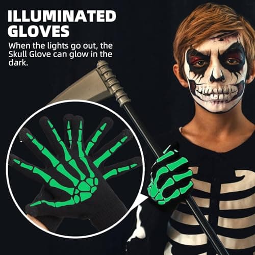 Glow-in-the-Dark Skeleton Gloves for Halloween Costume - Adults