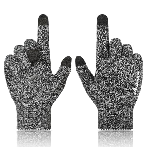 Achiou Winter Gloves for Men & Women - Touch Screen Compatible Warm Running Gloves — Black & White