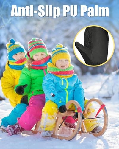 RIGWARL 10℉ Kids Ski Mittens Waterproof Anti-Slip Windproof