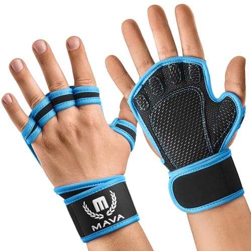 MAVA Padding Weight Lifting Gloves with Wrist Support for Men & Women — Blue