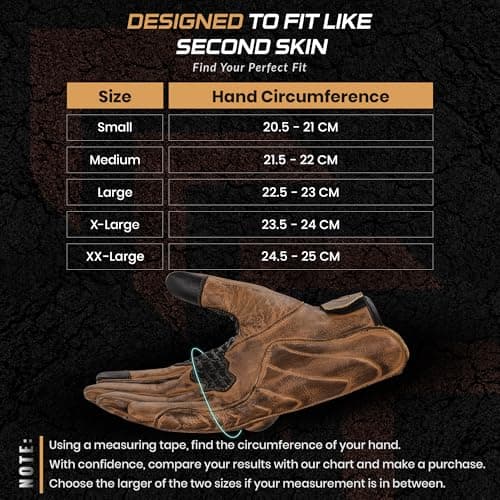 Men's Leather Motorcycle Gloves with Touchscreen Function - Non-Slip Pads, All Weather Protection