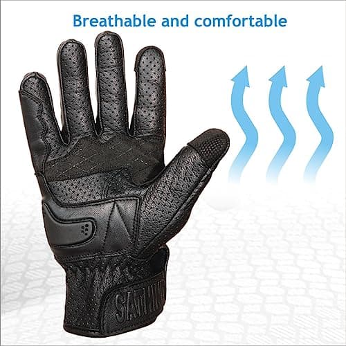 Goatskin Perforated Touchscreen Gloves for Motorcycle Riding (XL)