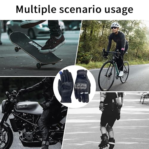 ZLUXURQ Mens Motorcycle Leather Gloves - Hard Knuckle Protection Lightweight & Comfortable