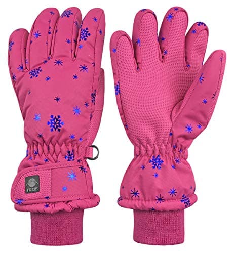 N'Ice Caps Kids' Waterproof Winter Warm Thinsulate Gloves — Fuchsia Snowflakes