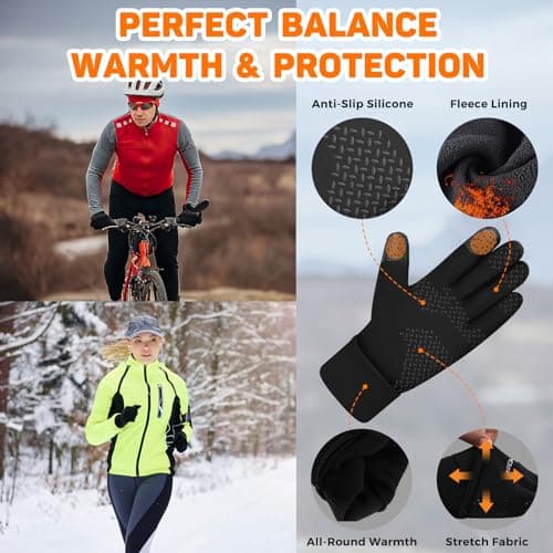 AURUZA Winter Windproof Cycling Gloves for Men with Touch Screen Fingers