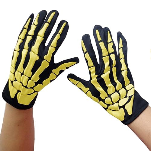 Naichuo Skeleton Gloves for Halloween Costumes (Men, Women, Kids Over 3)